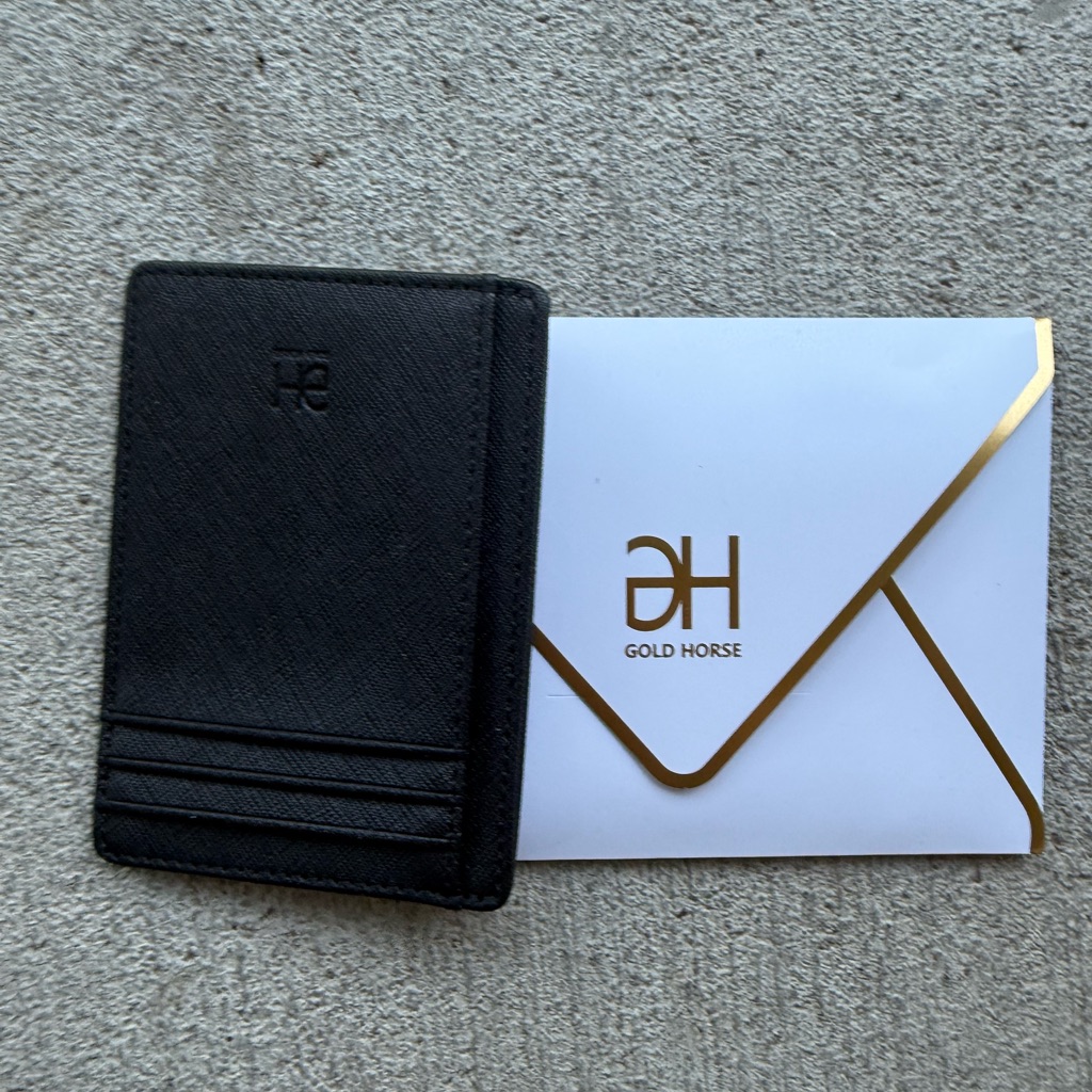 New Gold Horse Black Leather Wallet Slim Wallet Unisex